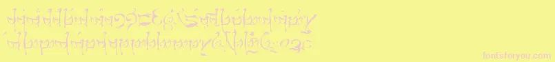 TengwarTeleri-Schriftart – Rosa Schriften auf gelbem Hintergrund