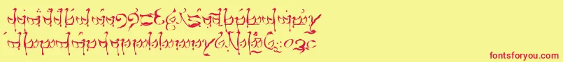 TengwarTeleri Font – Red Fonts on Yellow Background