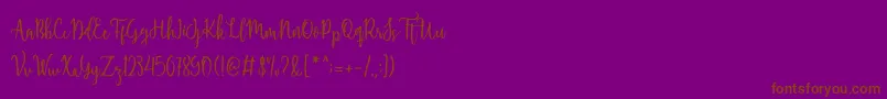 Shellaherascriptdemo-Schriftart – Braune Schriften auf violettem Hintergrund