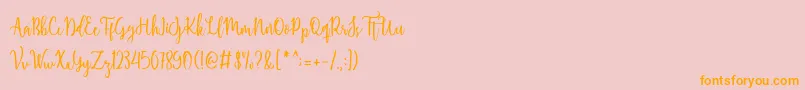 Shellaherascriptdemo-Schriftart – Orangefarbene Schriften auf rosa Hintergrund