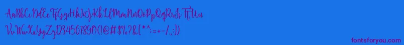 Shellaherascriptdemo-Schriftart – Violette Schriften auf blauem Hintergrund