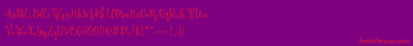 Shellaherascriptdemo-Schriftart – Rote Schriften auf violettem Hintergrund