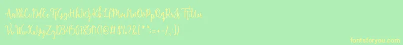 Shellaherascriptdemo Font – Yellow Fonts on Green Background