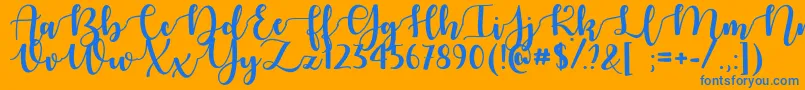 AutumnInNovemberTtf-Schriftart – Blaue Schriften auf orangefarbenem Hintergrund