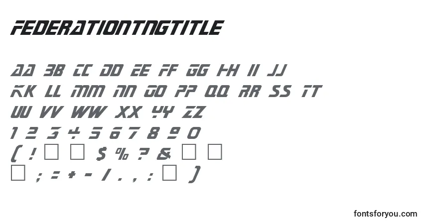 Шрифт Federationtngtitle – алфавит, цифры, специальные символы