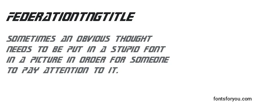 Review of the Federationtngtitle Font