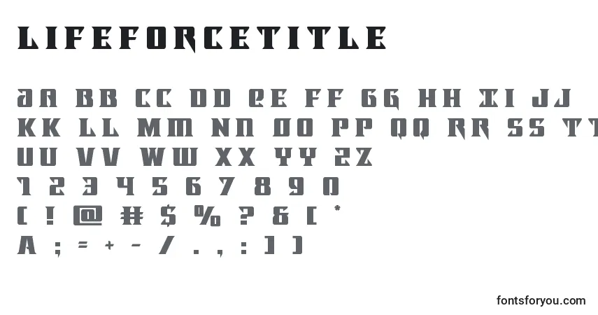 Schriftart Lifeforcetitle – Alphabet, Zahlen, spezielle Symbole