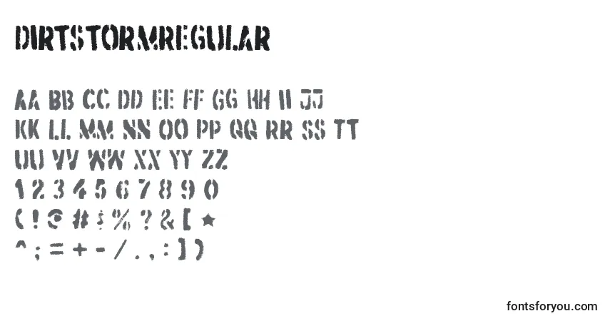 DirtstormRegular-fontti – aakkoset, numerot, erikoismerkit