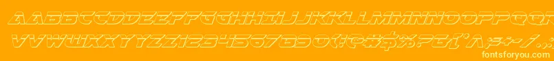 Airstrikebullet-Schriftart – Gelbe Schriften auf orangefarbenem Hintergrund