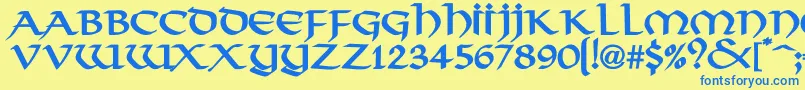 ValhallaBo Font – Blue Fonts on Yellow Background