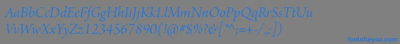 ArnoproLightitalicdisplay-Schriftart – Blaue Schriften auf grauem Hintergrund