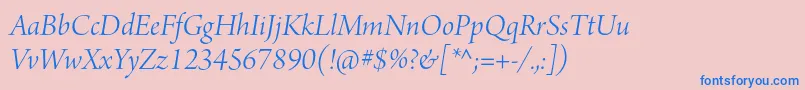 ArnoproLightitalicdisplay-Schriftart – Blaue Schriften auf rosa Hintergrund