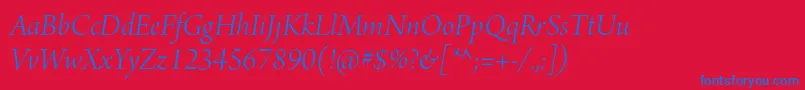 ArnoproLightitalicdisplay-Schriftart – Blaue Schriften auf rotem Hintergrund