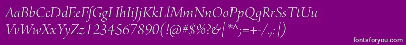 ArnoproLightitalicdisplay Font – Green Fonts on Purple Background