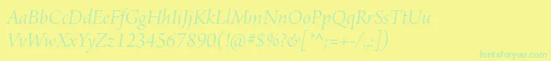ArnoproLightitalicdisplay-Schriftart – Grüne Schriften auf gelbem Hintergrund