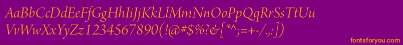 ArnoproLightitalicdisplay Font – Orange Fonts on Purple Background