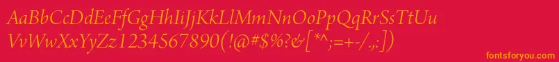 Шрифт ArnoproLightitalicdisplay – оранжевые шрифты на красном фоне