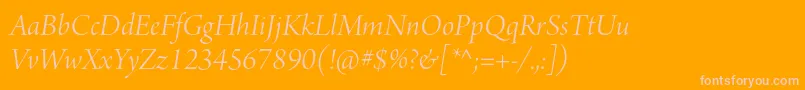 Fonte ArnoproLightitalicdisplay – fontes rosa em um fundo laranja