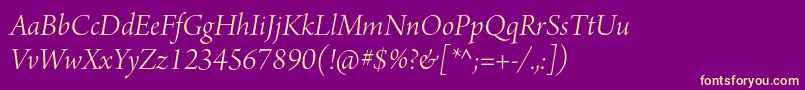 Шрифт ArnoproLightitalicdisplay – жёлтые шрифты на фиолетовом фоне