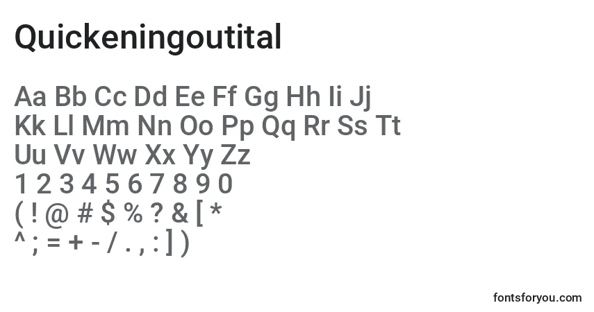 Quickeningoutitalフォント–アルファベット、数字、特殊文字