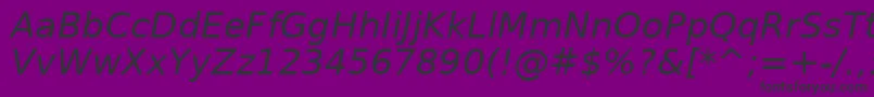 BitstreamVeraSansOblique-fontti – mustat fontit violetilla taustalla