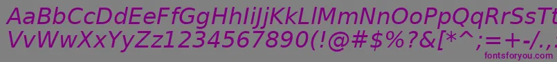 BitstreamVeraSansOblique-Schriftart – Violette Schriften auf grauem Hintergrund