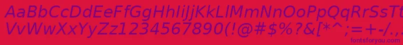 Подробнее о шрифте BitstreamVeraSansOblique Шрифт BitstreamVeraSansOblique – фиолетовые шрифты на красном фоне