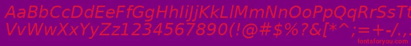 BitstreamVeraSansOblique Font – Red Fonts on Purple Background