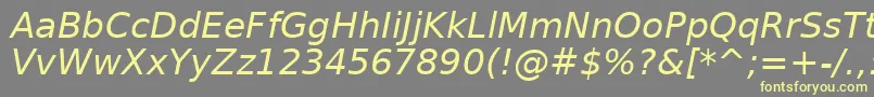BitstreamVeraSansOblique-Schriftart – Gelbe Schriften auf grauem Hintergrund