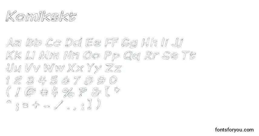 A fonte Komikskt – alfabeto, números, caracteres especiais