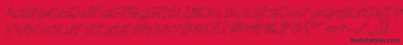 Komikskt-Schriftart – Schwarze Schriften auf rotem Hintergrund