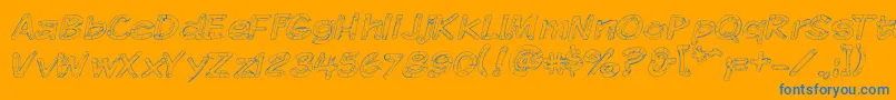 Komikskt Font – Blue Fonts on Orange Background