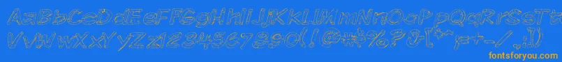 Komikskt Font – Orange Fonts on Blue Background