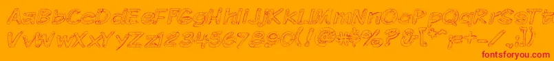 Czcionka Komikskt – czerwone czcionki na pomarańczowym tle