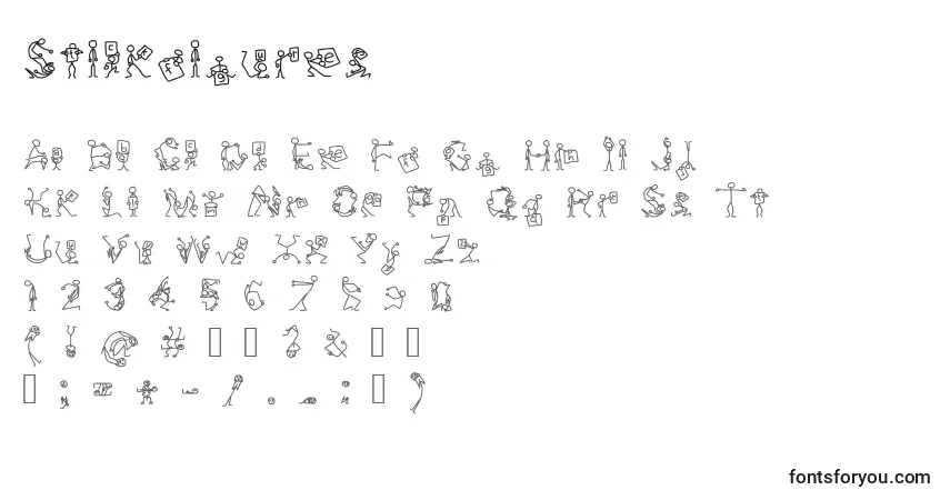 Schriftart Stickfigures – Alphabet, Zahlen, spezielle Symbole