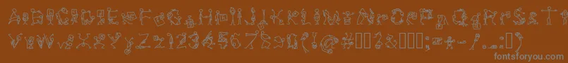 Stickfigures-fontti – harmaat kirjasimet ruskealla taustalla