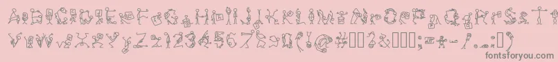 Stickfigures-Schriftart – Graue Schriften auf rosa Hintergrund