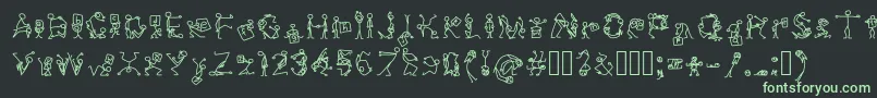 Stickfigures-Schriftart – Grüne Schriften auf schwarzem Hintergrund