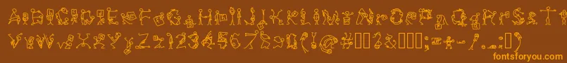 Stickfigures Font – Orange Fonts on Brown Background