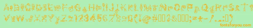 Stickfigures Font – Orange Fonts on Green Background