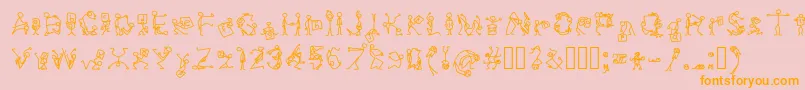 Stickfigures-Schriftart – Orangefarbene Schriften auf rosa Hintergrund