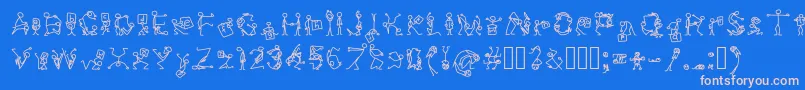 Stickfigures-Schriftart – Rosa Schriften auf blauem Hintergrund