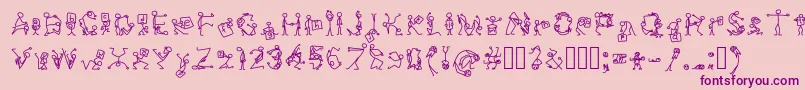 Stickfigures-Schriftart – Violette Schriften auf rosa Hintergrund