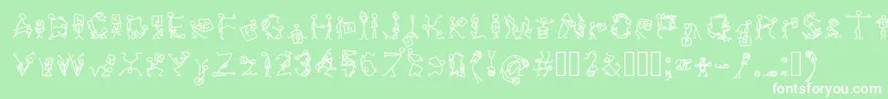 Stickfigures-Schriftart – Weiße Schriften auf grünem Hintergrund