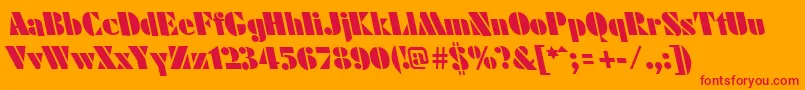 FuturistleftyblackRegular Font – Red Fonts on Orange Background