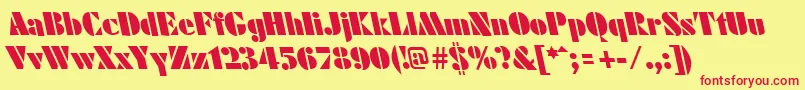 FuturistleftyblackRegular Font – Red Fonts on Yellow Background