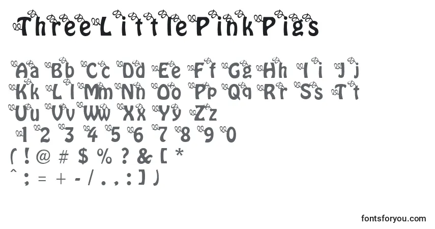 A fonte ThreeLittlePinkPigs – alfabeto, números, caracteres especiais