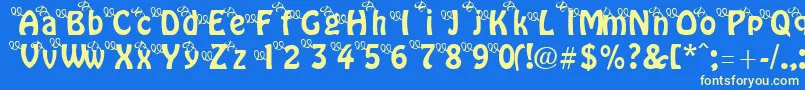 ThreeLittlePinkPigs Font – Yellow Fonts on Blue Background