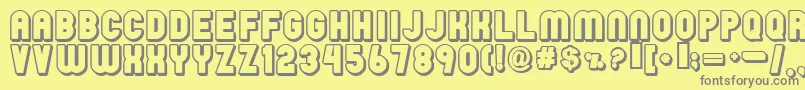 Rainy-fontti – harmaat kirjasimet keltaisella taustalla