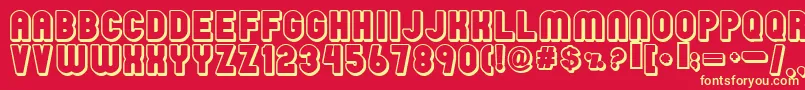 Rainy-fontti – keltaiset fontit punaisella taustalla